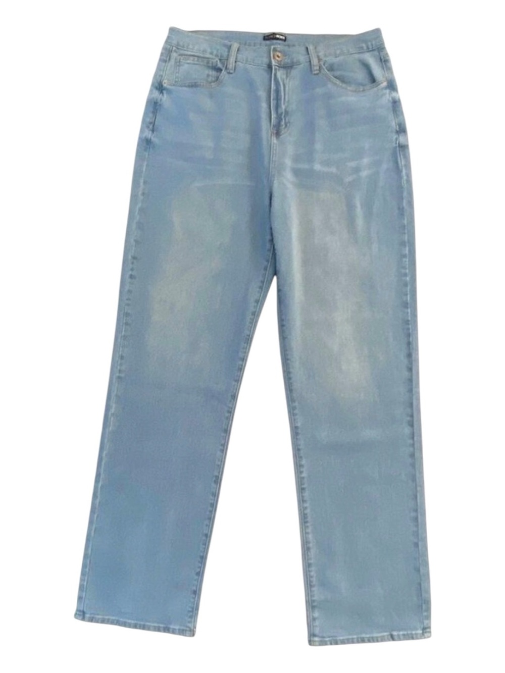 Fashion Nova blue jeans high rise waist wide leg light wash blue stretch size 14